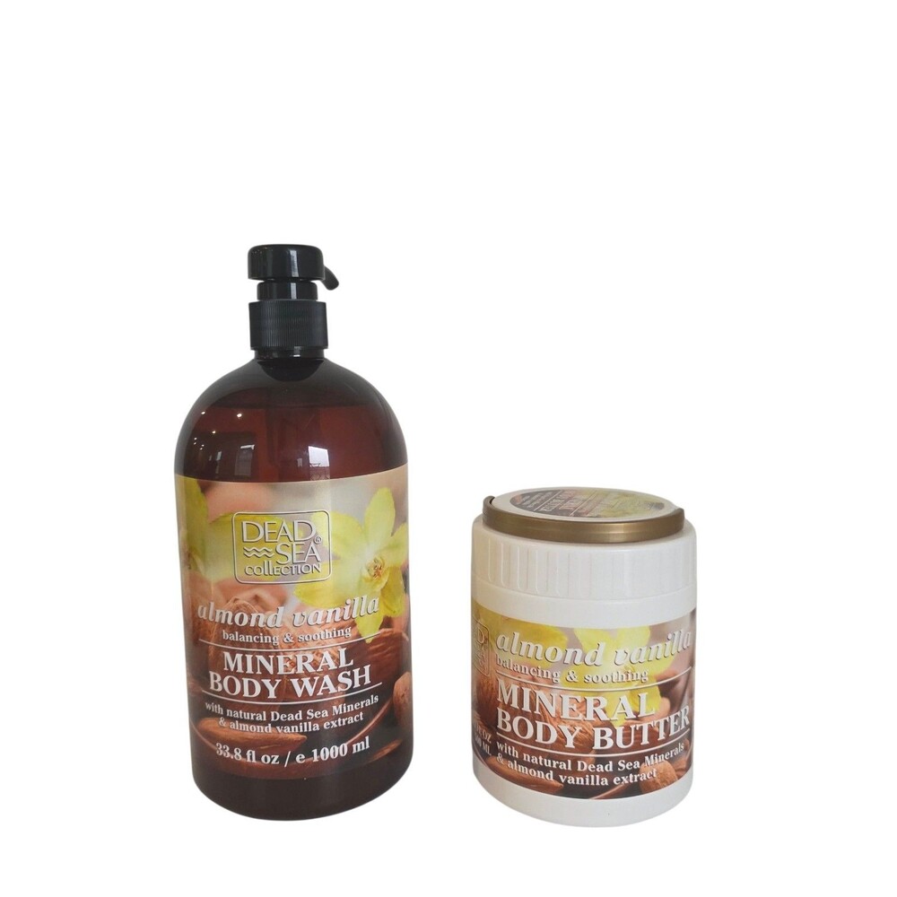 2 Pack Dead Sea Collection Almond Vanilla Mineral Body Wash& Body Butter 16.9oz